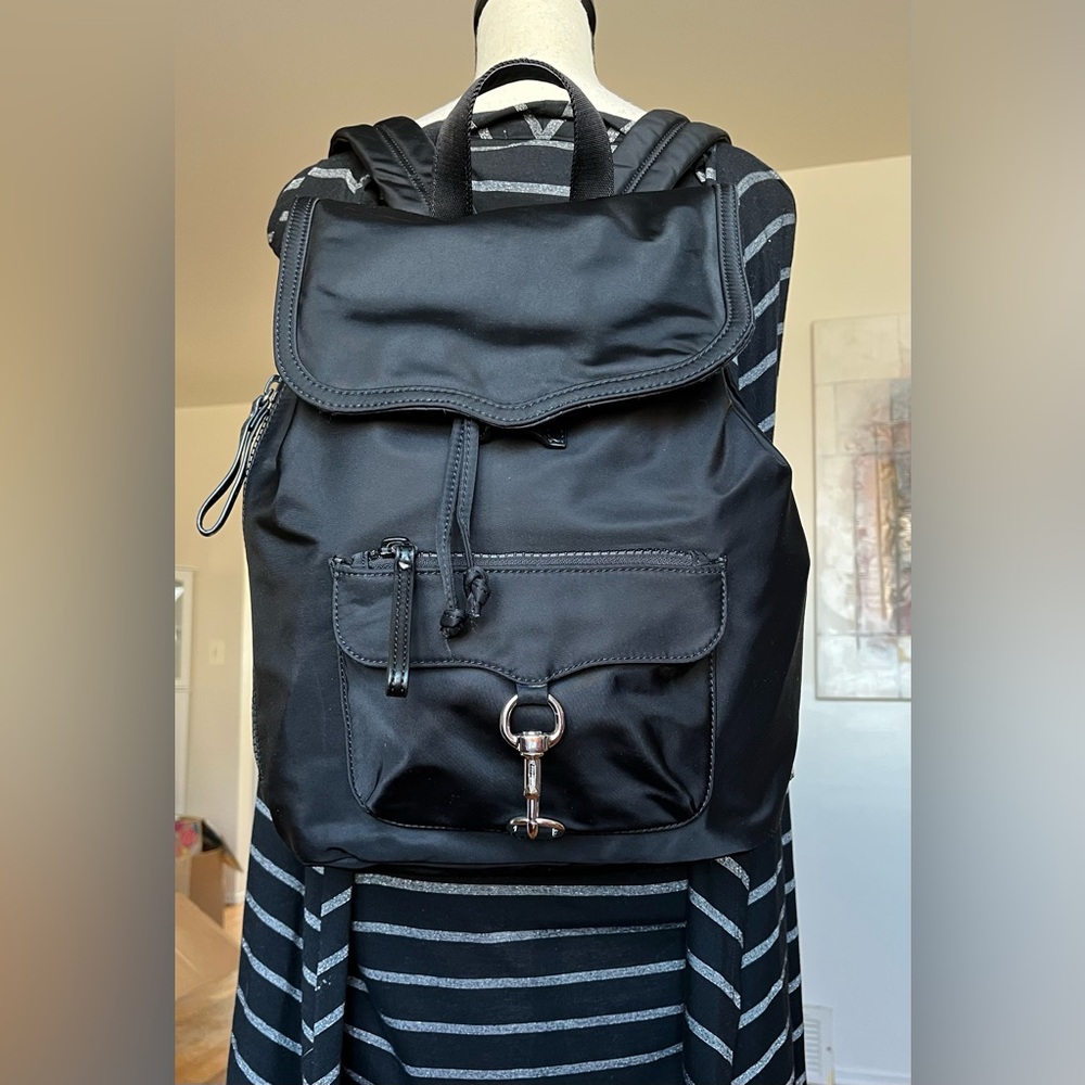 Rebecca Minkoff Bikeshare Nylon w/leather trim black backpack (GUC)